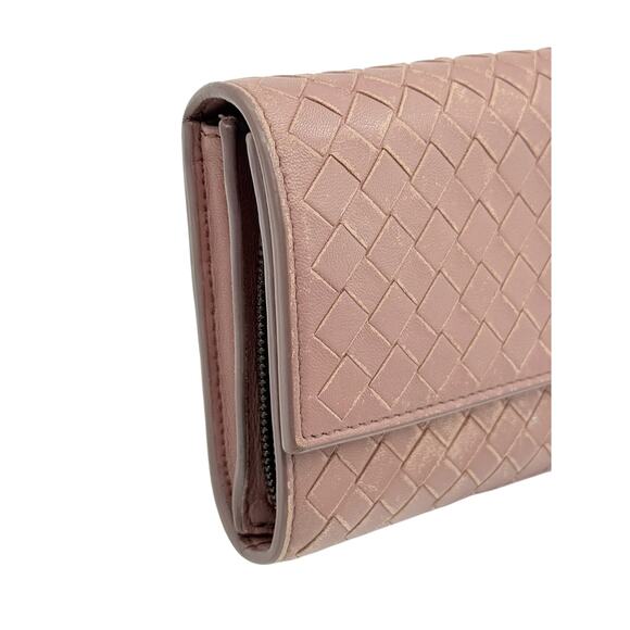 Bottega Veneta Pink Nappa Intrecciato Continental Flap Wallet*COA*FULL INCLUSION - Picture 3 of 12